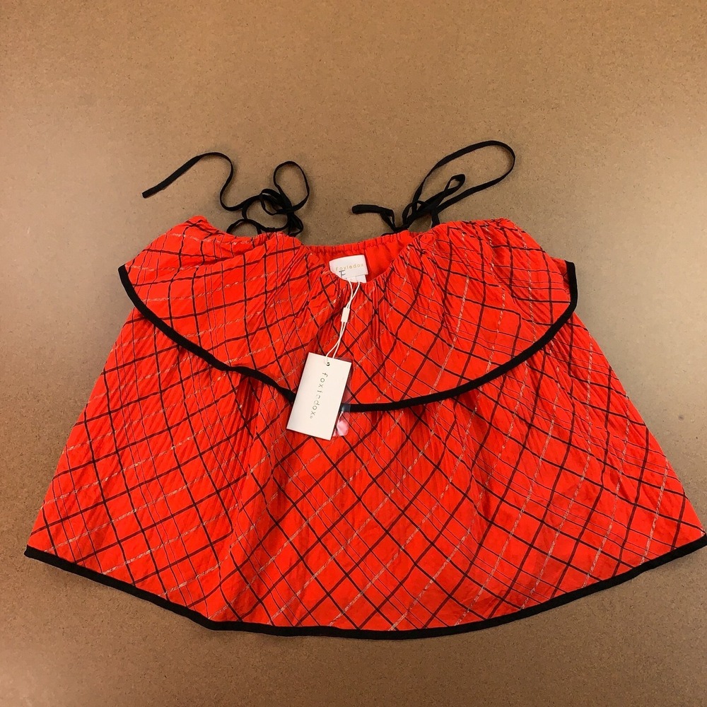 Foxiedox Women's Size Small Red Striped Ruffle Flowing Tank Top NWT
